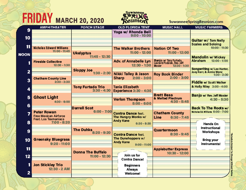 Schedule | Suwannee Spring Reunion™